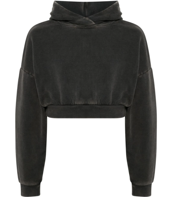 CROPPED HEAVY HOOD WASHED BLACK