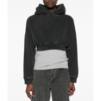 CROPPED HEAVY HOOD WASHED BLACK