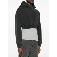 CROPPED HEAVY HOOD WASHED BLACK