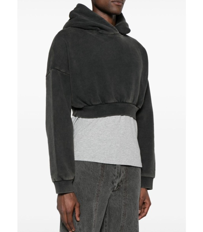 CROPPED HEAVY HOOD WASHED BLACK