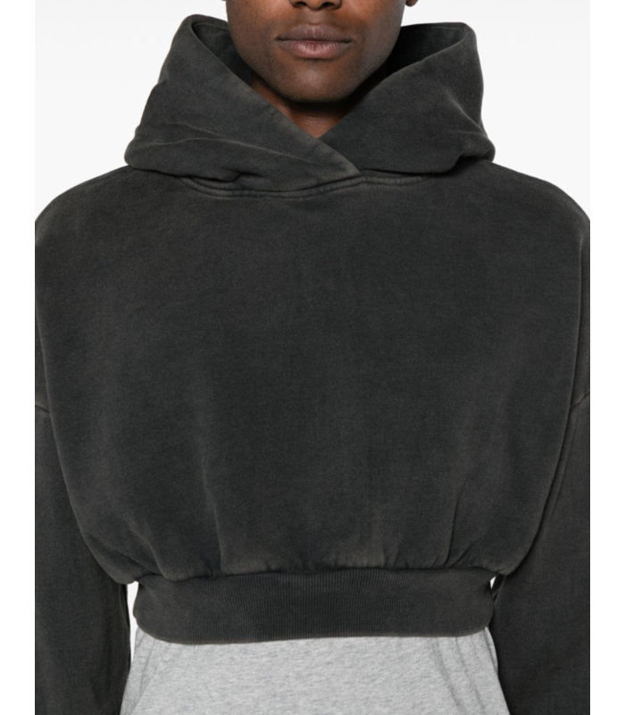 CROPPED HEAVY HOOD WASHED BLACK