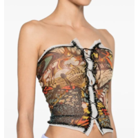 PAPILLON MESH BUSTIER WITH LACING DETAIL YELLOW/MULTICOLOR