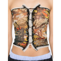 PAPILLON MESH BUSTIER WITH LACING DETAIL YELLOW/MULTICOLOR