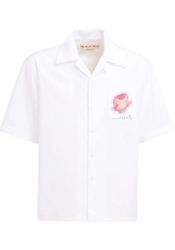 MARNI shirt flower logo white
