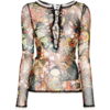 JEAN-PAUL GAULTIER PAPILLON MESH LONGSLEEVE WITH LACING DETAIL YELLOW/MULTICOLOR