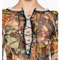 PAPILLON MESH LONGSLEEVE WITH LACING DETAIL YELLOW/MULTICOLOR