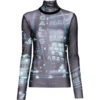 JEAN-PAUL GAULTIER MESH TOP LONGSLEEVE PRINTED "PIGALLE" NAVY/LIGHTBLUE
