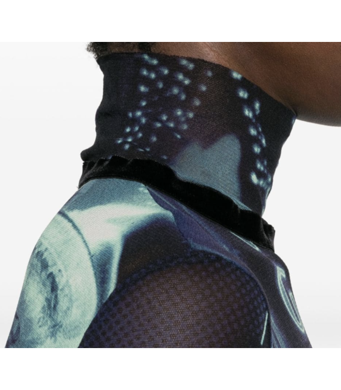 MESH TOP LONGSLEEVE PRINTED "PIGALLE" NAVY/LIGHTBLUE