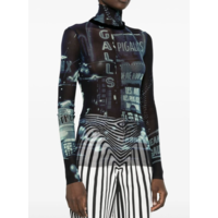 MESH TOP LONGSLEEVE PRINTED "PIGALLE" NAVY/LIGHTBLUE