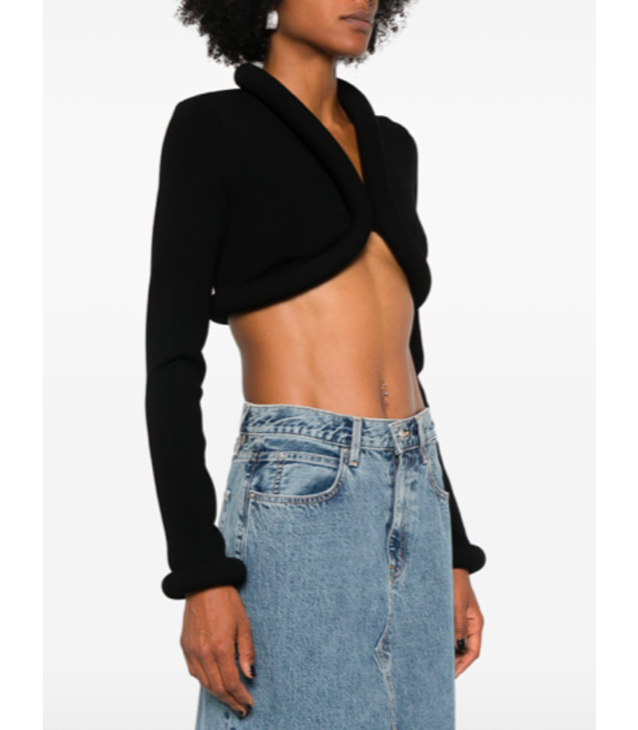 JERSEY VISCOSE CARDIGAN WITH FOAM DETAIL BLACK