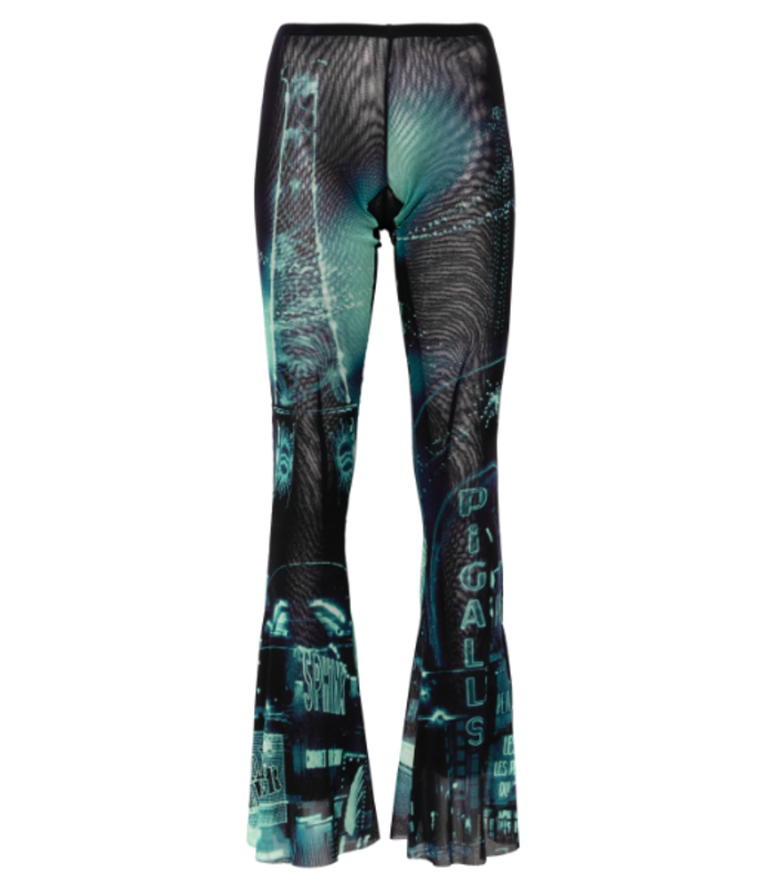 MESH FLARE TROUSER PRINTED "PIGALLE" NAVY/LIGHTBLUE