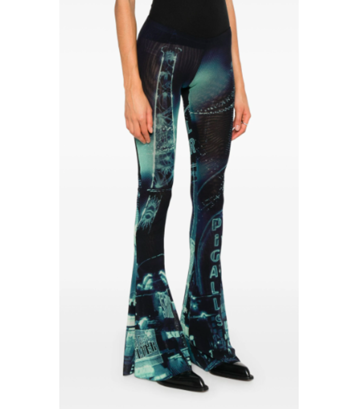MESH FLARE TROUSER PRINTED "PIGALLE" NAVY/LIGHTBLUE