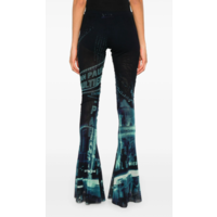 MESH FLARE TROUSER PRINTED "PIGALLE" NAVY/LIGHTBLUE