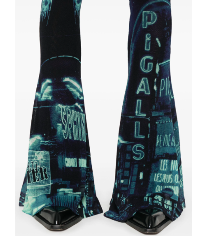 MESH FLARE TROUSER PRINTED "PIGALLE" NAVY/LIGHTBLUE