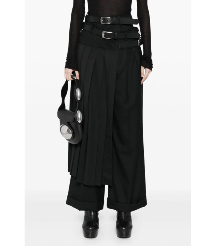 PLEATED SKIRT TROUSERS BLACK