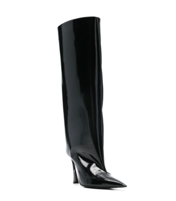 KNEE BOOT BRUSHED CALF BLACK/GUNMETAL HEEL