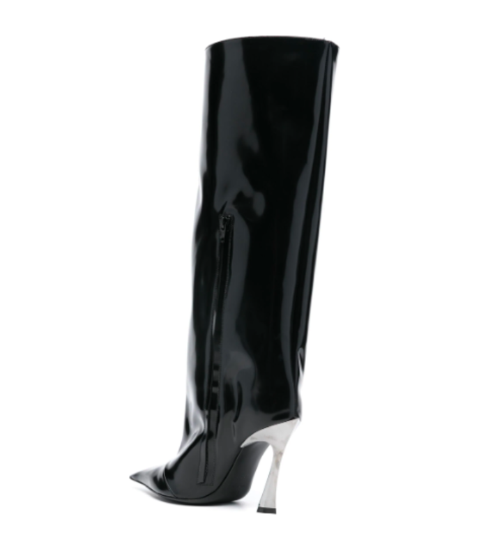 KNEE BOOT BRUSHED CALF BLACK/GUNMETAL HEEL