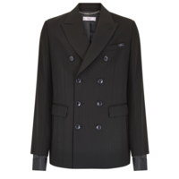 DOUBLE BREASTED SHORT COAT BLACK PINSTRIPE