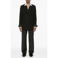 DOUBLE BREASTED SHORT COAT BLACK PINSTRIPE