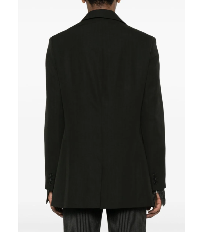 DOUBLE BREASTED SHORT COAT BLACK PINSTRIPE