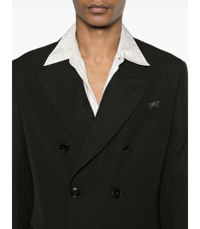 DOUBLE BREASTED SHORT COAT BLACK PINSTRIPE