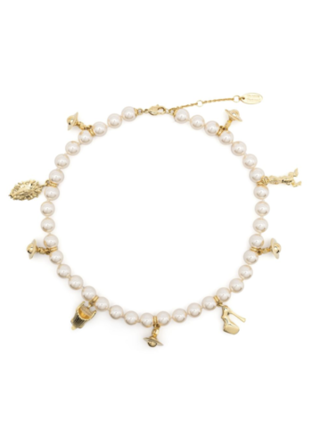 VIVIENNE WESTWOOD anglo pearl necklace gold/creamrose pearl VIVIENNE WESTWOOD anglo pearl necklace gold/creamrose pearl