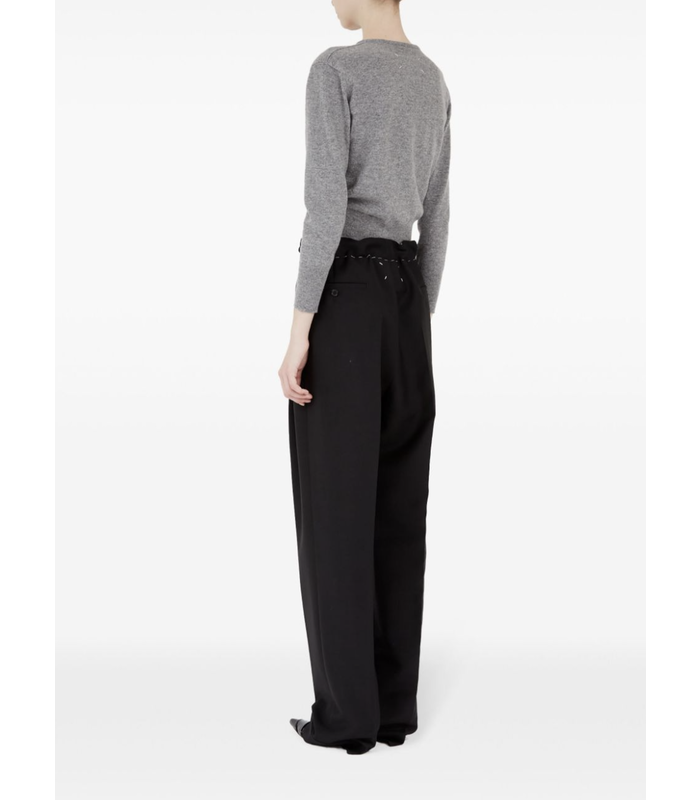 stitched waist pants black