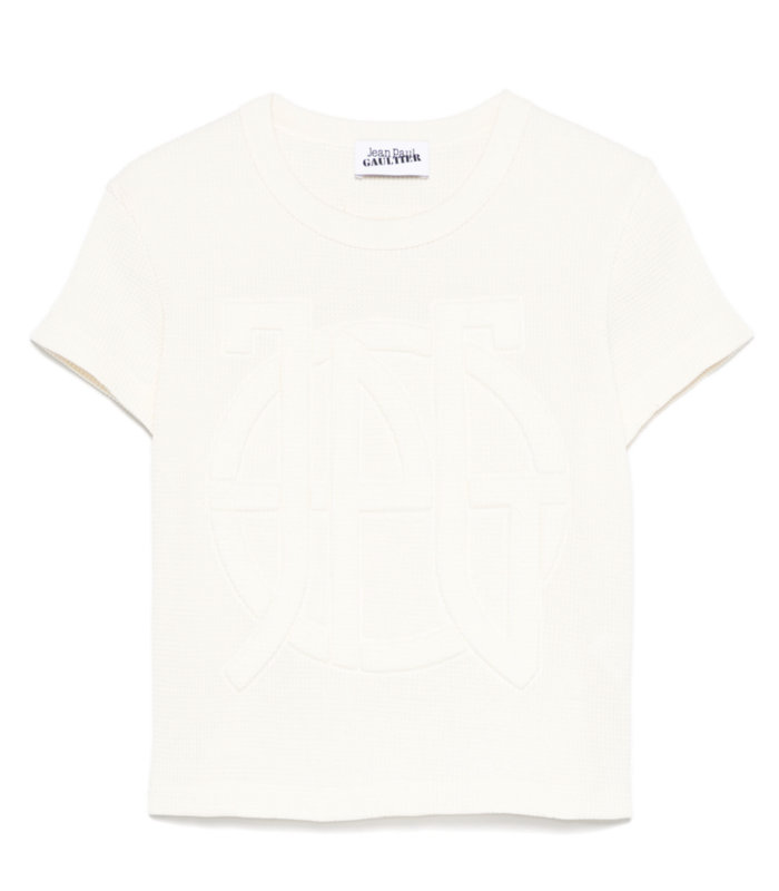 waffle baby tee with embossing ecru