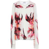 MESH AND STRETCH JERSEY DOUBLE LAYERED LONG SLEEVES TOP PRINTED MINT/PALEPINK/RED