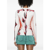 MESH AND STRETCH JERSEY DOUBLE LAYERED LONG SLEEVES TOP PRINTED MINT/PALEPINK/RED