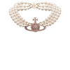 VIVIENNE WESTWOOD THREE ROW PEARL BAS RELIEF PINK GOLD/CREAMROSE/VINTAGE ROSE