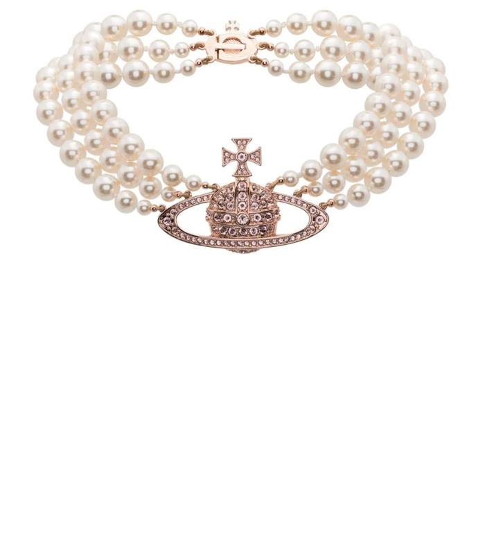 THREE ROW PEARL BAS RELIEF PINK GOLD/CREAMROSE/VINTAGE ROSE