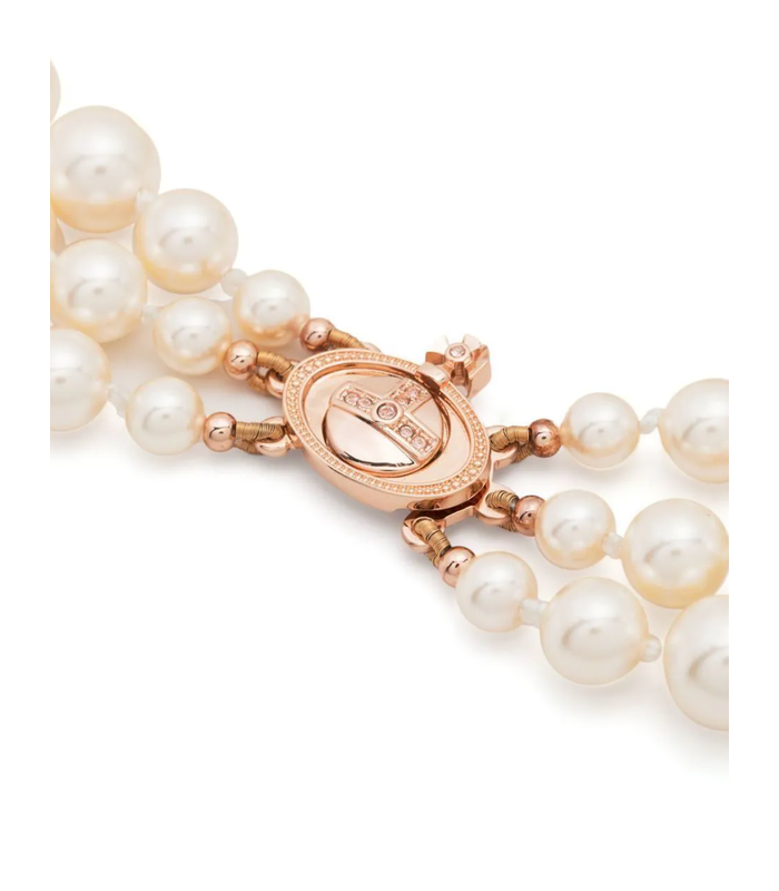 THREE ROW PEARL BAS RELIEF PINK GOLD/CREAMROSE/VINTAGE ROSE