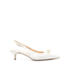 MAGDA BUTRYM SLINGBACK KITTEN HEELS CREAM PEARL