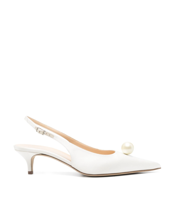 SLINGBACK KITTEN HEELS CREAM PEARL
