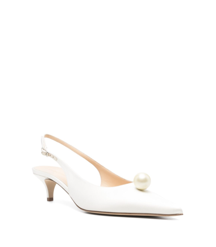 SLINGBACK KITTEN HEELS CREAM PEARL
