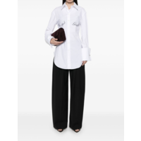 STRETCH POPLIN SHIRT WITH UNDERBOOB TRANSFER PRINT WHITE
