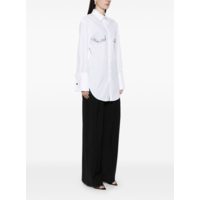 STRETCH POPLIN SHIRT WITH UNDERBOOB TRANSFER PRINT WHITE