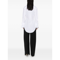 STRETCH POPLIN SHIRT WITH UNDERBOOB TRANSFER PRINT WHITE