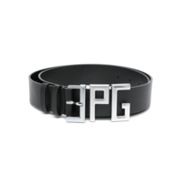 JEAN-PAUL GAULTIER CALFSKIN LEATHER BELT WITH METAL LETTERS BLACK