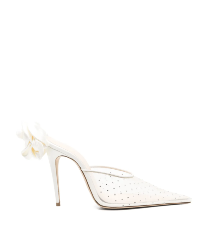 HEEL MULES CRYSTALS CREAM