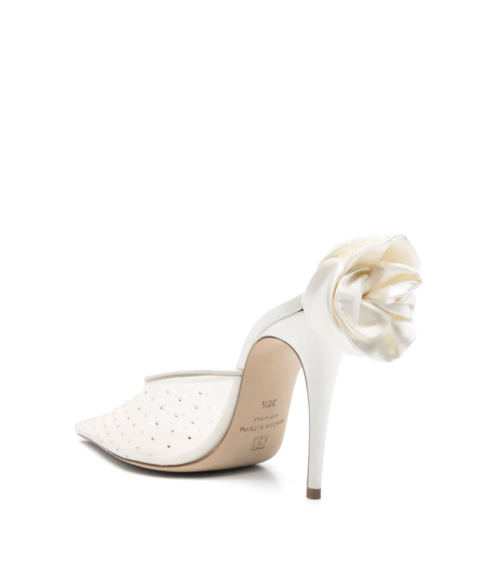 HEEL MULES CRYSTALS CREAM