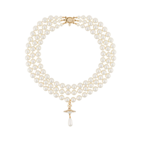 THREE ROW PEARL DROP CHOKER GOLD/PEARL/MULTI