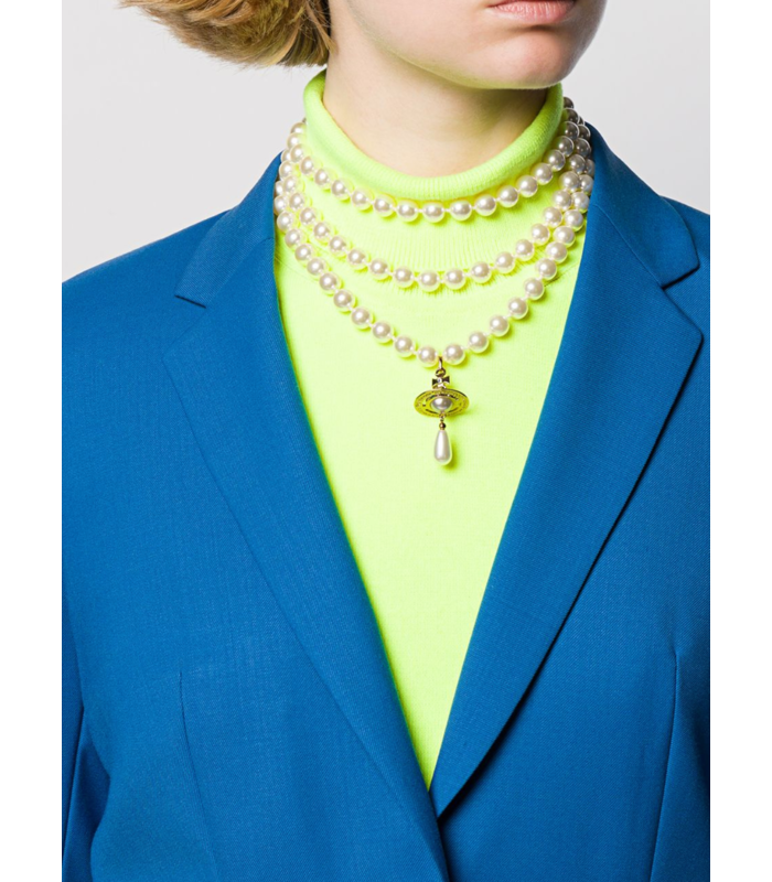 THREE ROW PEARL DROP CHOKER GOLD/PEARL/MULTI