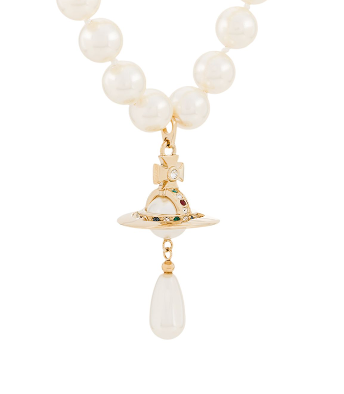 THREE ROW PEARL DROP CHOKER GOLD/PEARL/MULTI