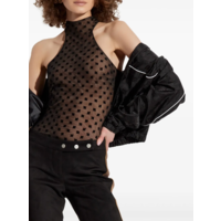 MESH MONOGRAM HALTER TOP BLACK