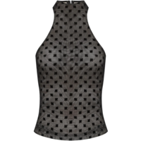 MESH MONOGRAM HALTER TOP BLACK