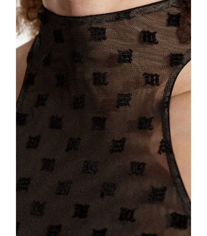 MESH MONOGRAM HALTER TOP BLACK