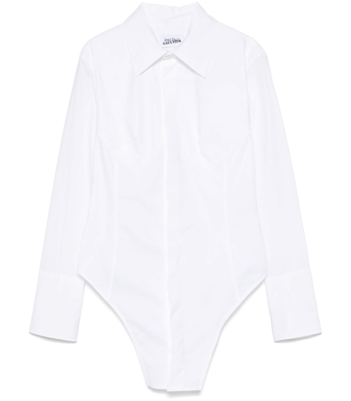 STRETCH COTTON SHIRT WITH BODY DETAIL WHITE