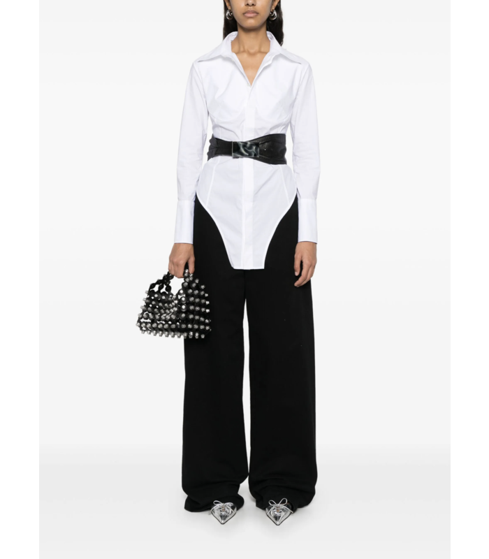 STRETCH COTTON SHIRT WITH BODY DETAIL WHITE